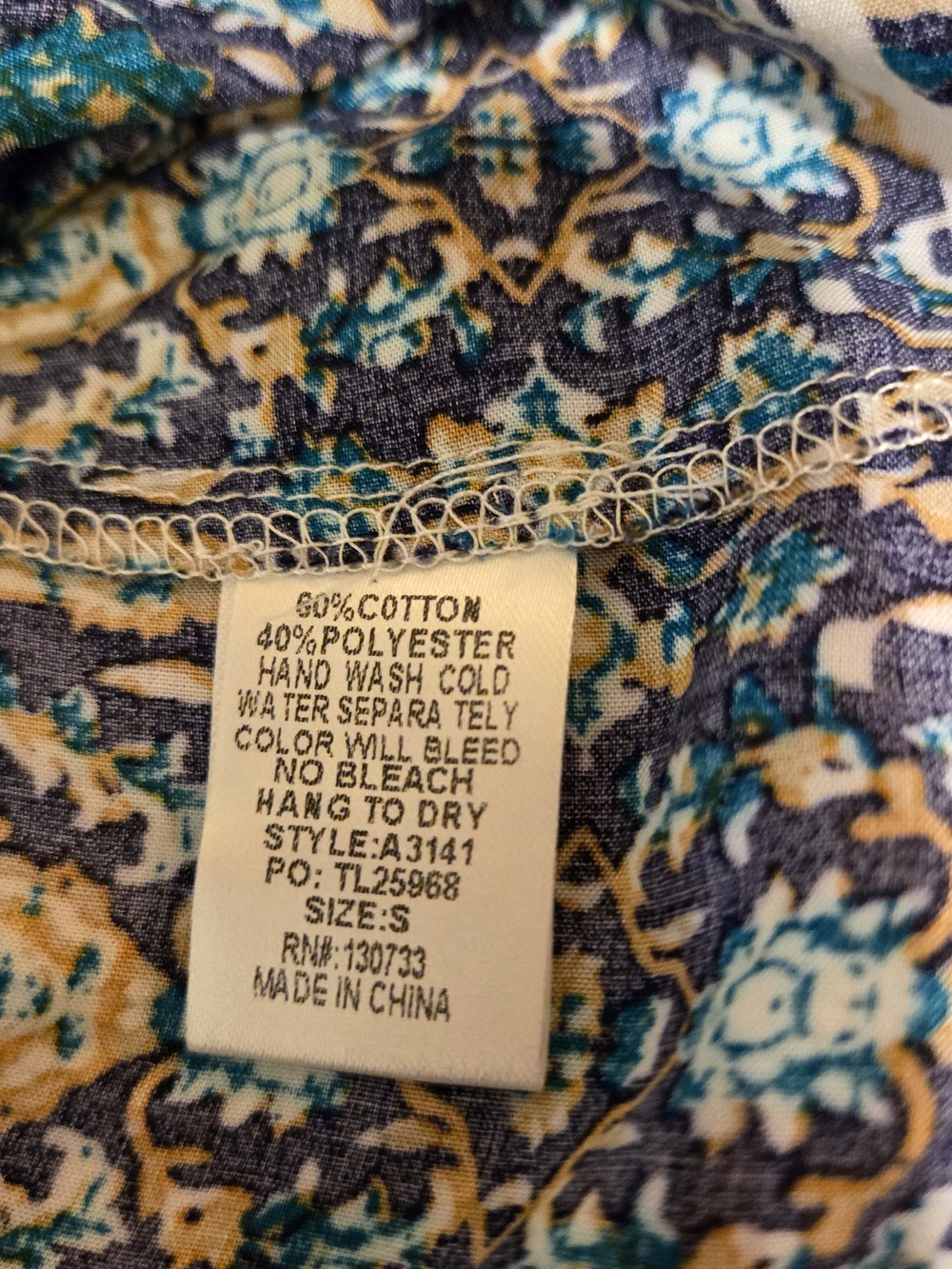 Umgee Mixed Print Blue Peasant Bohemian Tunic Dress with Crisscross Back Size S - Picture 6 of 14
